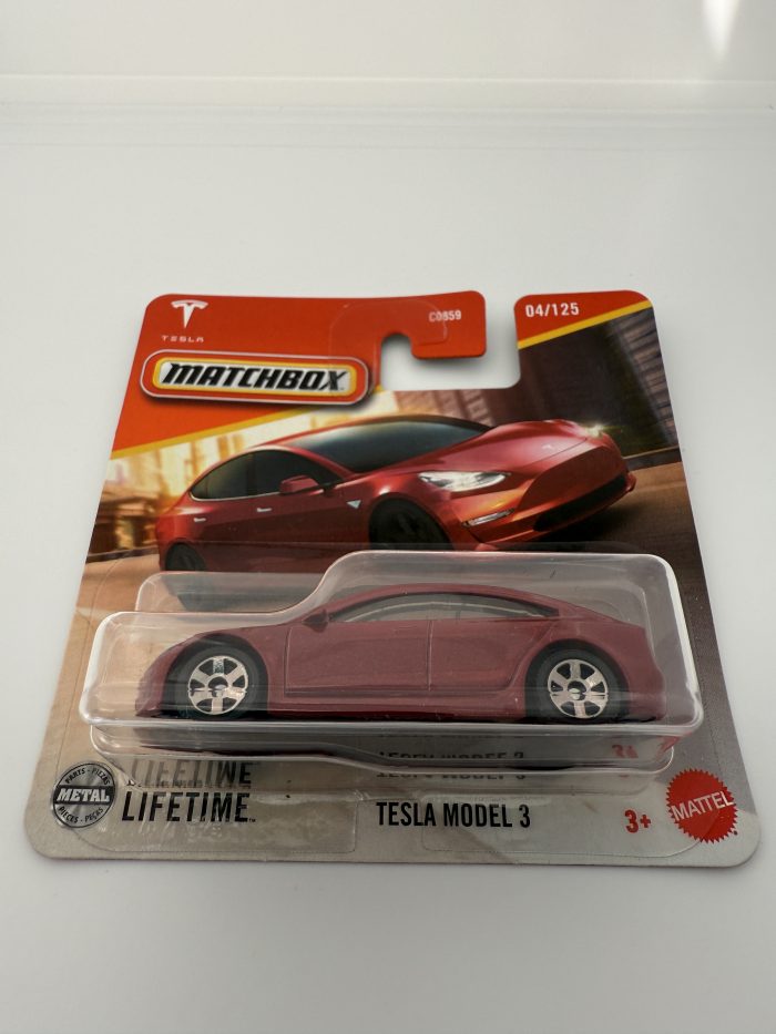 Matchbox Tesla Model 3 Short Card 2024 Red 4/125 - Image 3
