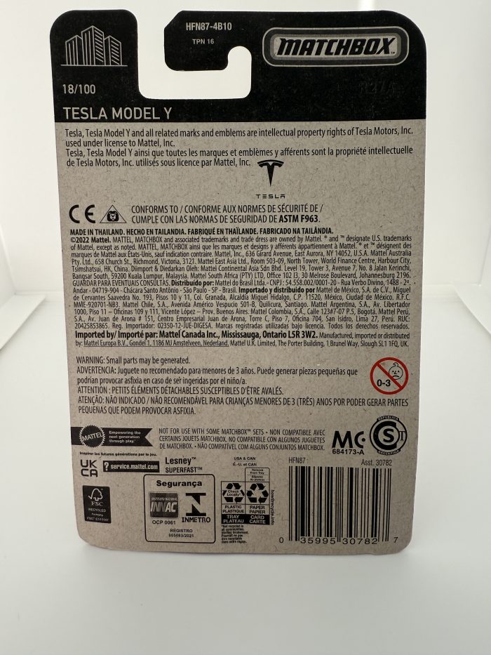 Matchbox Tesla Model Y Long Card 2022 Red 18/100 - Image 2