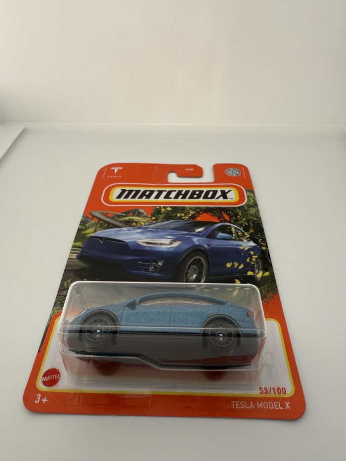 Matchbox Tesla Model X Long Card 2021 Blue 53/100 - Image 3