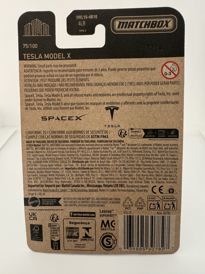 Matchbox Tesla Model X Long Card 2024 Black 75/100 - Image 2