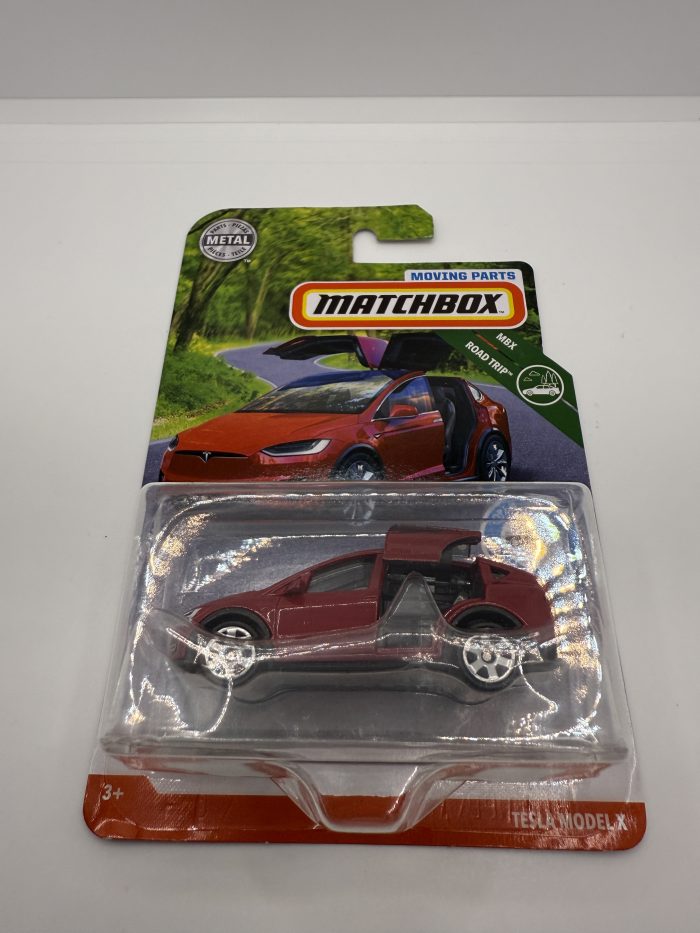Matchbox Tesla Model X Long Card 2018 Red Moving Parts - Image 3