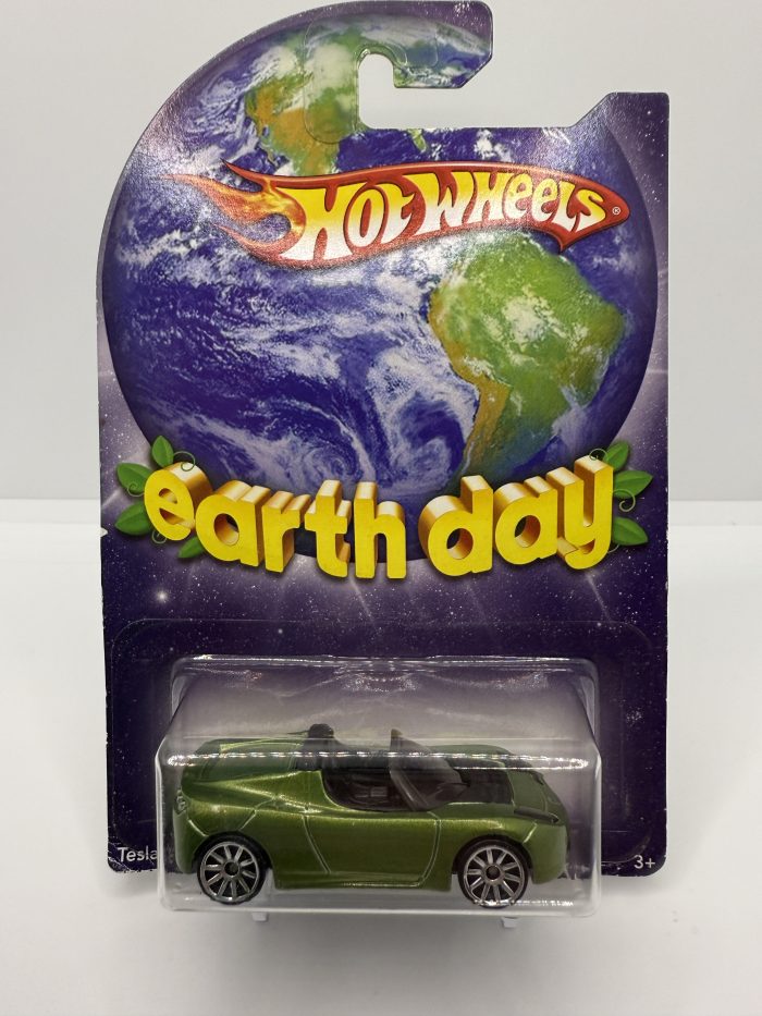 Hot Wheels Tesla Roadster Long Card 2009 Green Earth Day