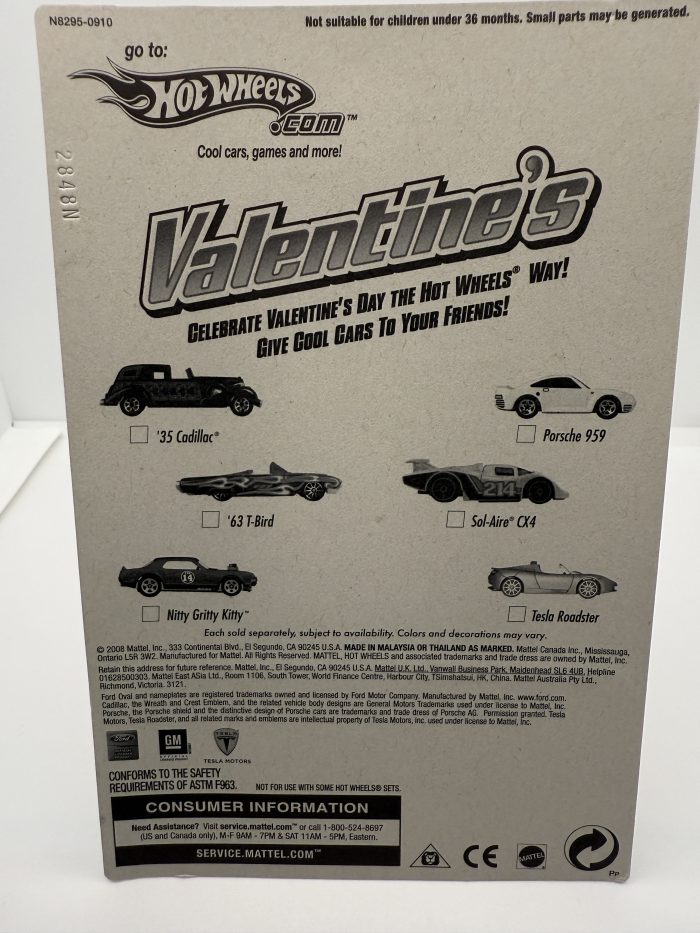 Hot Wheels Tesla Roadster Long Card 2008 Orange Valentine's - Image 2