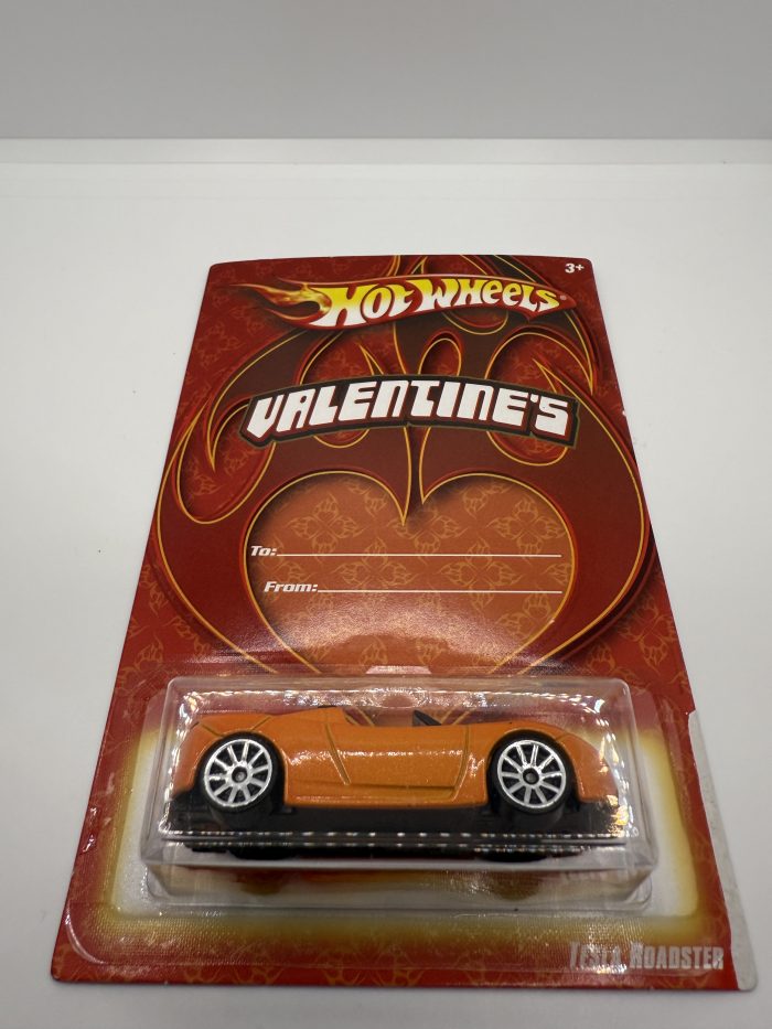 Hot Wheels Tesla Roadster Long Card 2008 Orange Valentine's - Image 3