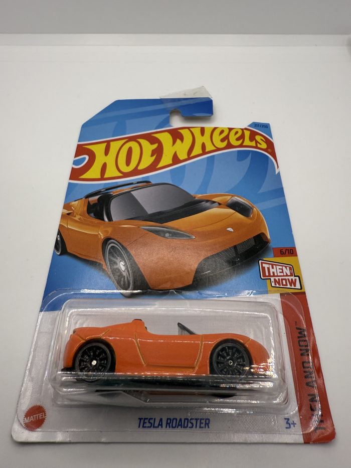 Hot Wheels Tesla Roadster Long Card 2021 Orange 217/250 - Image 3