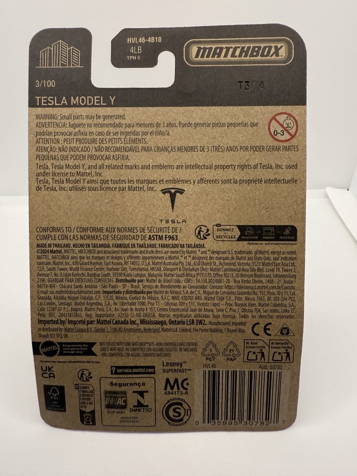 Matchbox Tesla Model Y Long Card 2024 Blue 3/100 - Image 2