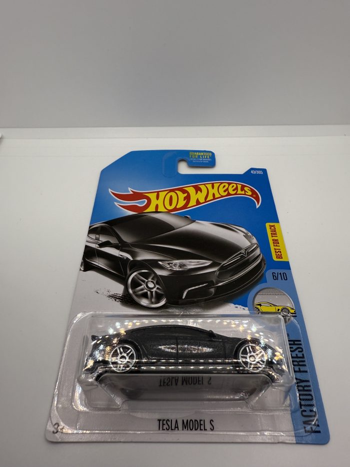 Hot Wheels Tesla Model S USA Long Card 2017 Black 43/365 - Image 3