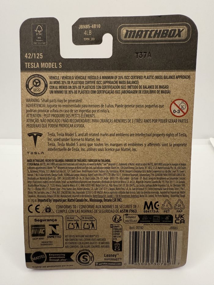 Matchbox Tesla Model S Long Card 2024 Blue 42/125 - Image 2