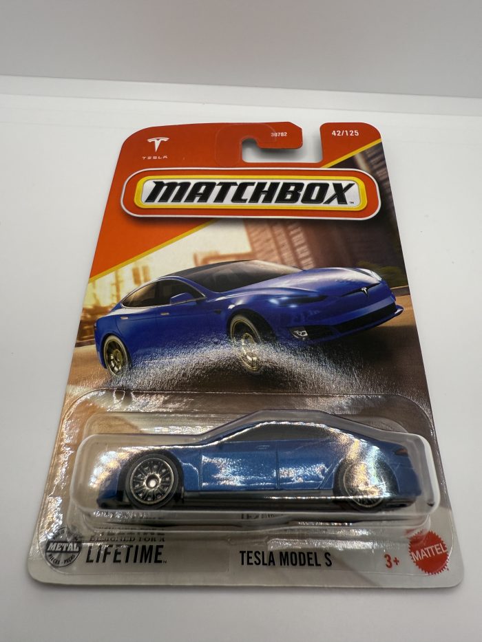 Matchbox Tesla Model S Long Card 2024 Blue 42/125 - Image 3