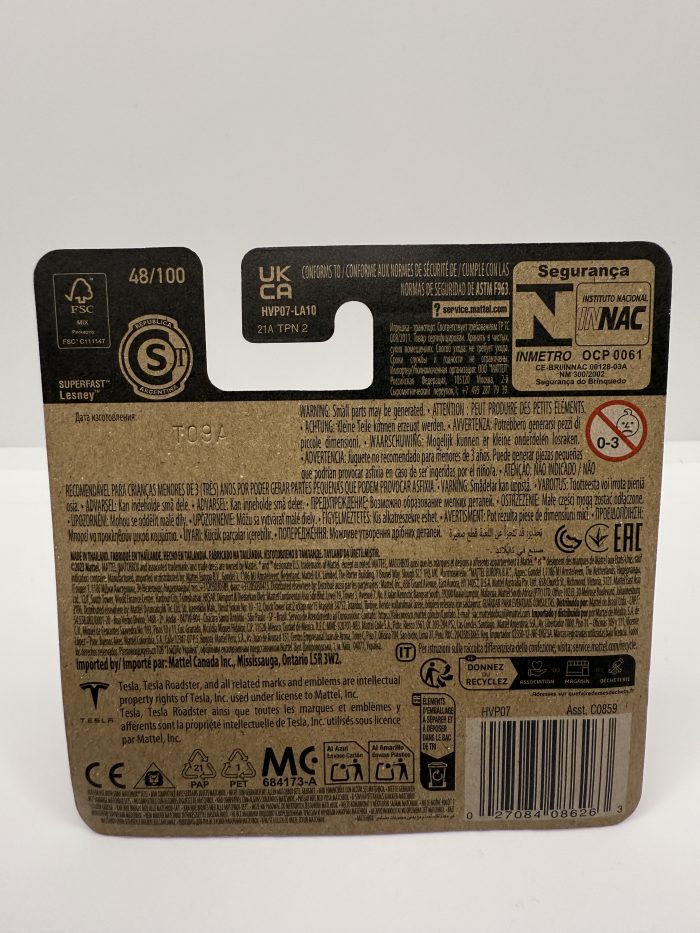 Matchbox Tesla Roadster Short Card 2023 Matte Grey 48/100 - Image 2