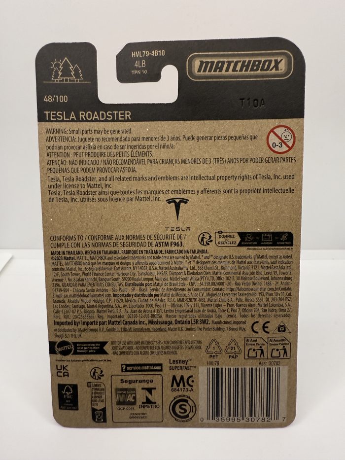 Matchbox Tesla Roadster Long Card 2023 Matte Grey 48/100 - Image 2