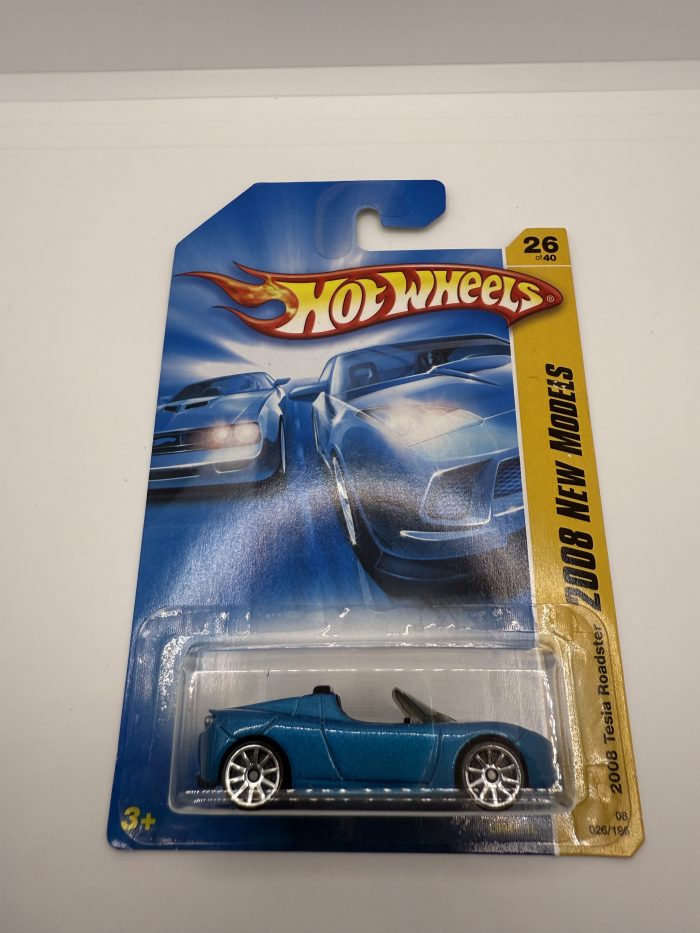 Hot Wheels Tesla Roadster Long Card 2008 Blue 26/40 - Image 3