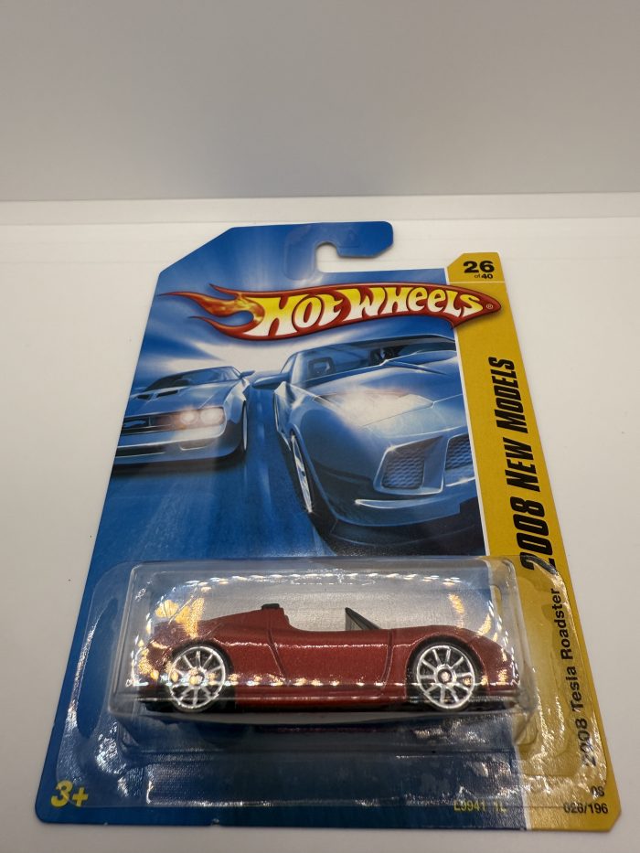 Hot Wheels Tesla Roadster Long Card 2007 Red 26/40 - Image 3