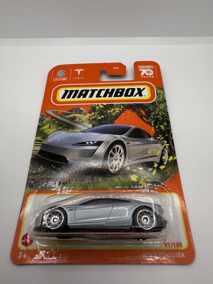 Matchbox Tesla Roadster Long Card 2022 Silver 91/100 - Image 3