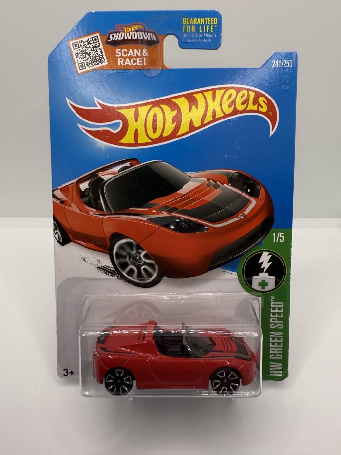 Hot Wheels Tesla Roadster USA Long Card 2015 Red 241/250