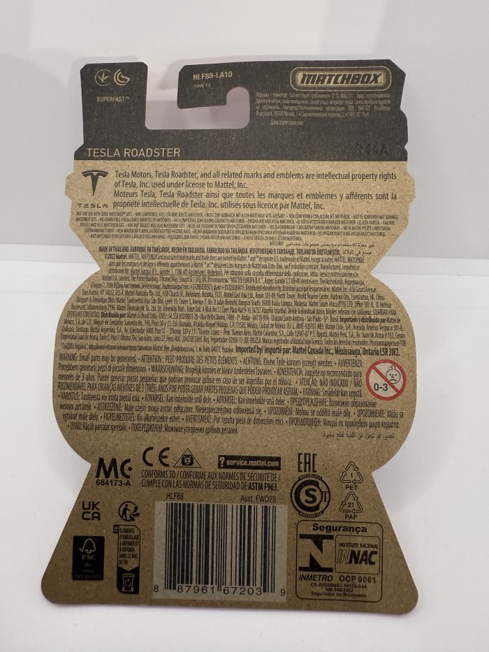 Matchbox Tesla Roadster Long Card 2022 Dark Grey Moving Parts 3/54 - Image 2