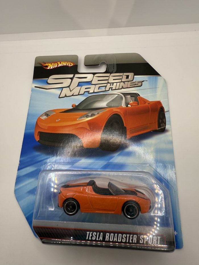Hot Wheels Tesla Roadster Long Card 2009 Orange Speed Machines - Image 3