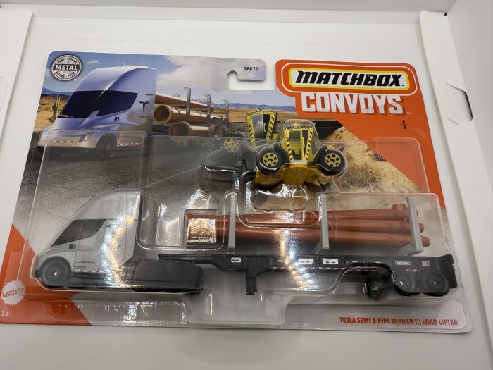 Matchbox Tesla Semi & Pipe Trailer \\\ Load Lifter 2020 Silver Convoys - Image 3