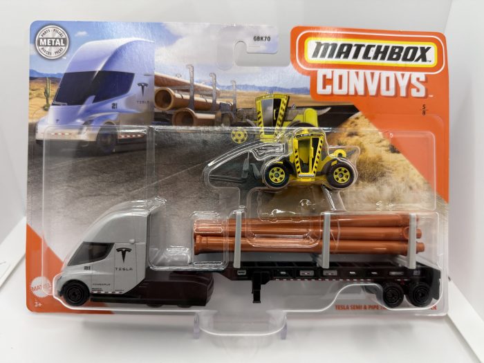 Matchbox Tesla Semi & Pipe Trailer \\\ Load Lifter 2020 Silver Convoys