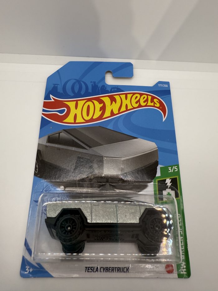 Hot Wheels Tesla Cybertruck Long Card 2021 Silver 177/250 - Image 3