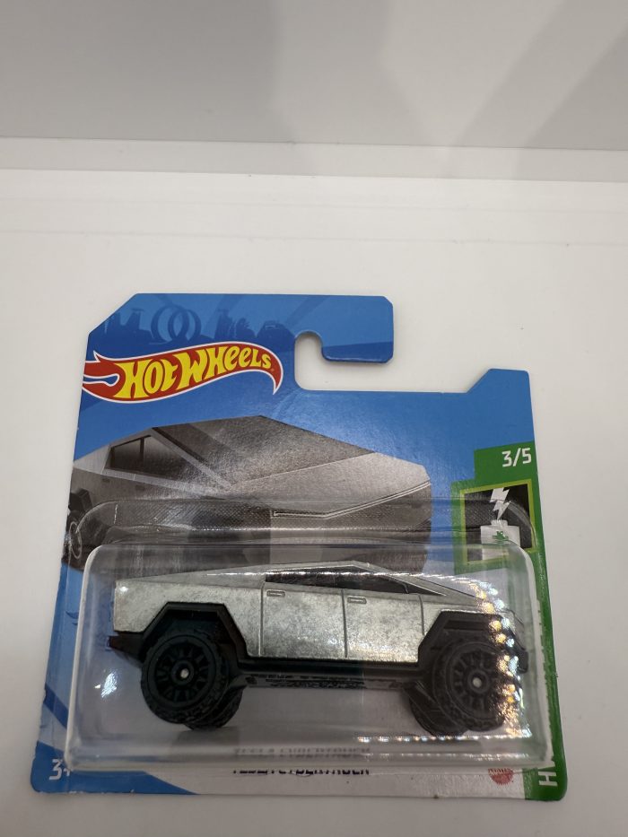 Hot Wheels Tesla Cybertruck Short Card 2021 Silver 177/250 - Image 3