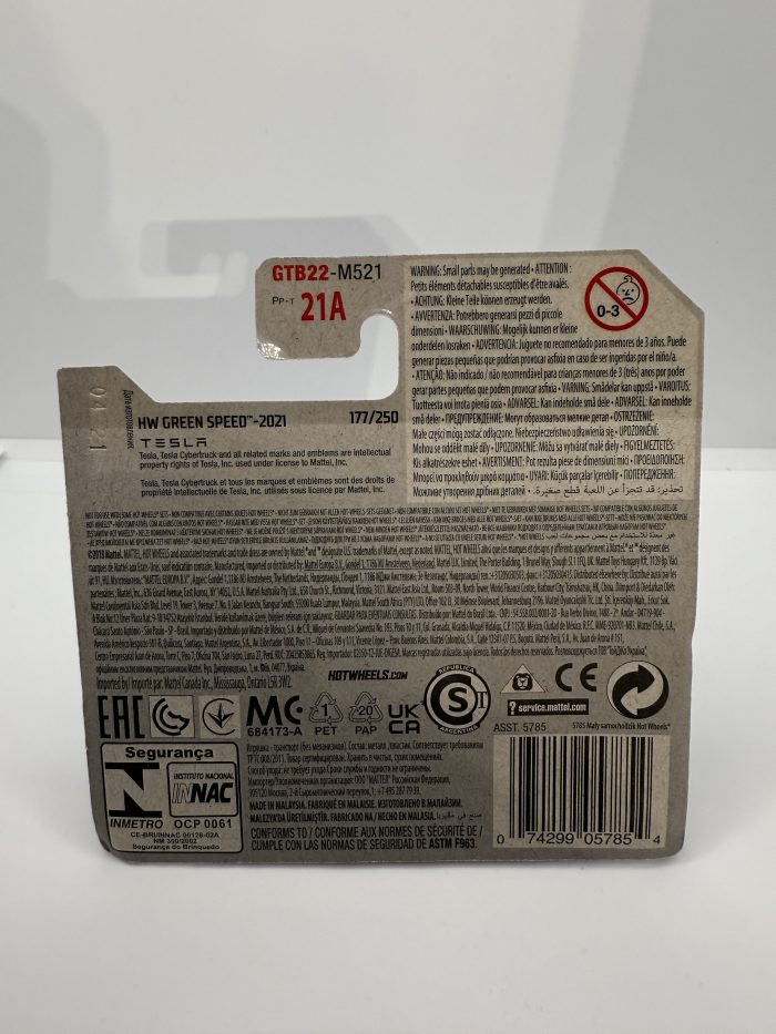 Hot Wheels Tesla Cybertruck Short Card 2021 Silver 177/250 - Image 2