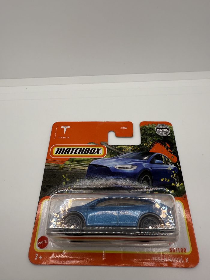 Matchbox Tesla Model X Short Card 2021 Blue 53/100 - Image 3