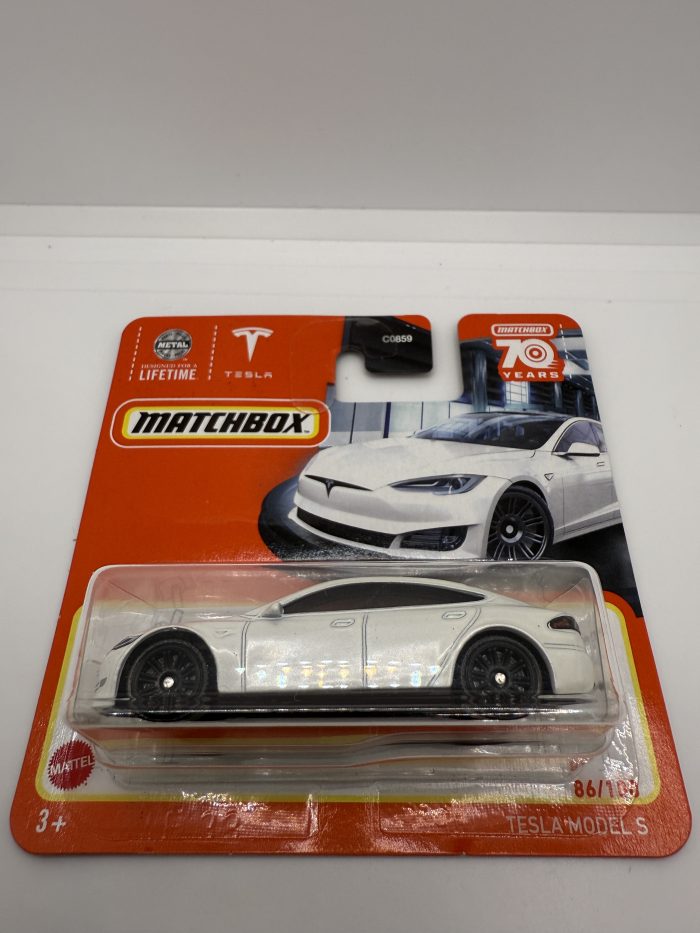 Matchbox Tesla Model S Short Card 2023 White 86/100 - Image 3