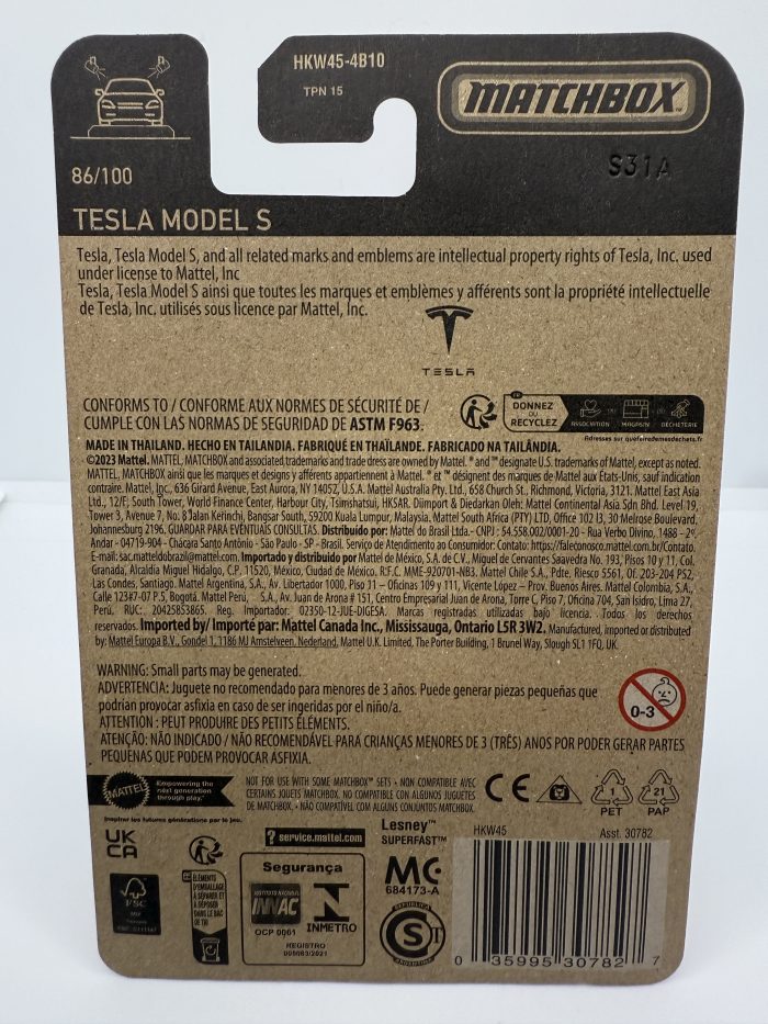 Matchbox Tesla Model S Long Card 2023 White 86/100 - Image 2