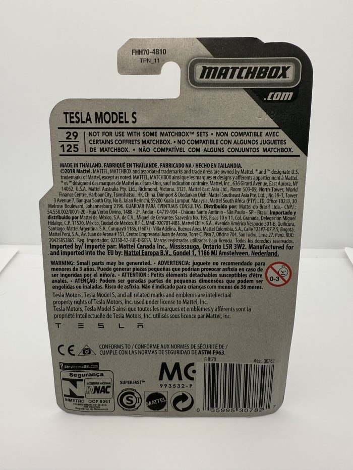 Matchbox Tesla Model S Long Card 2018 Grey 29/125 - Image 2