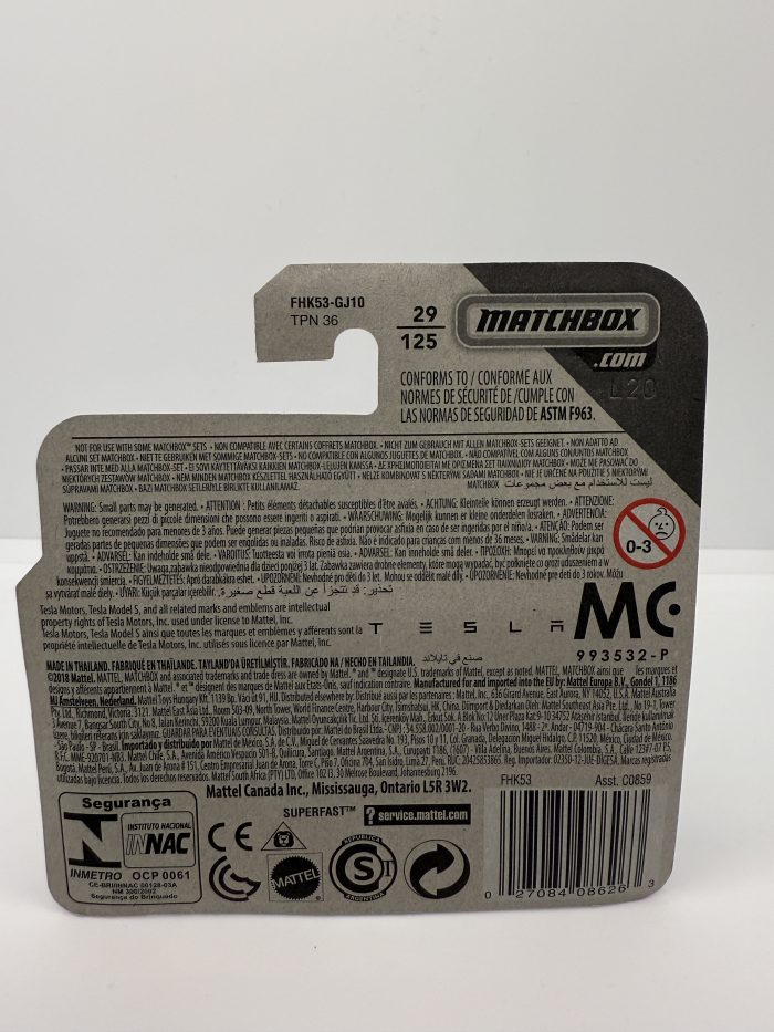 Matchbox Tesla Model S Short Card 2018 Grey 29/125 - Image 2