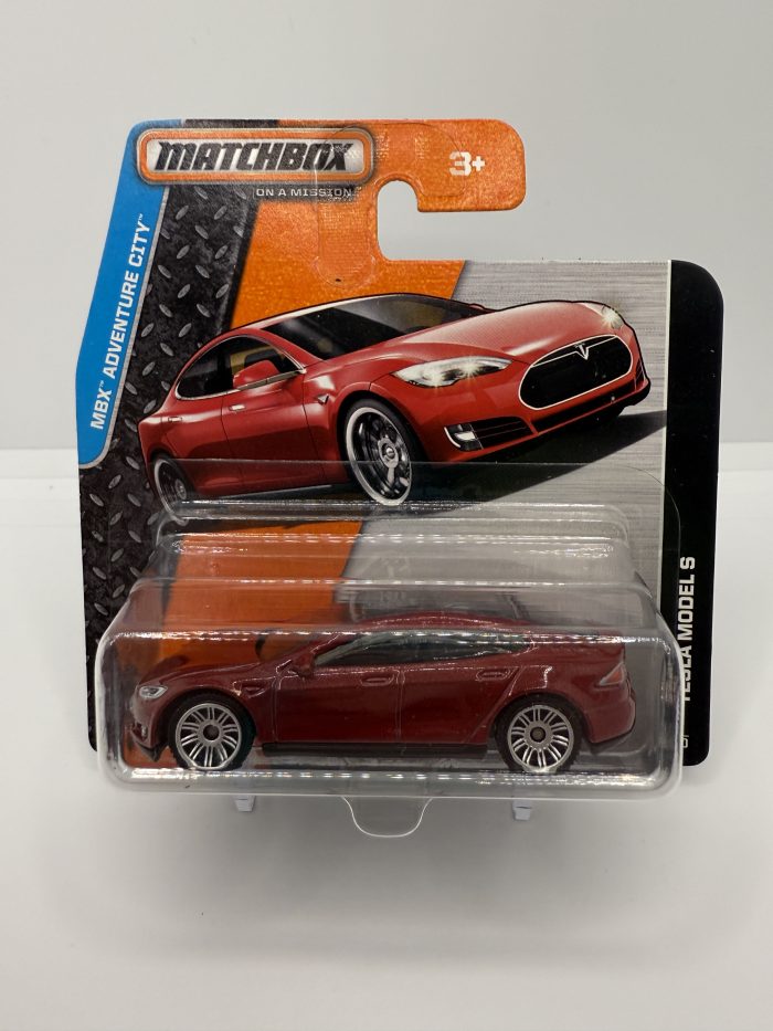 Matchbox Tesla Model S Short Card 2014 Red 7/120