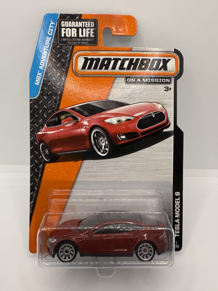 Matchbox Tesla Model S Long Card 2014 Red 7/120