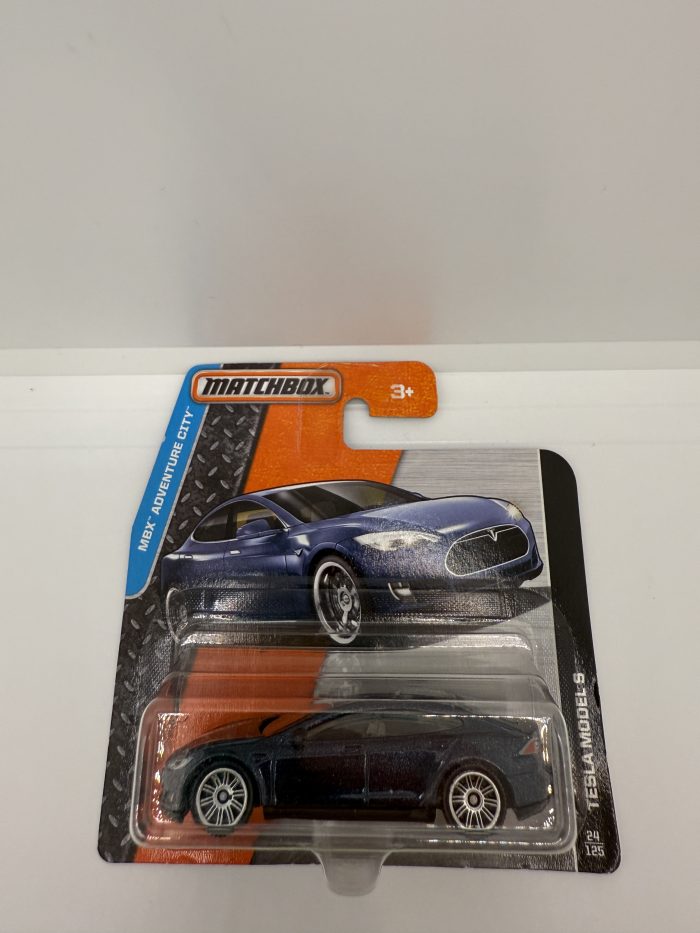 Matchbox Tesla Model S Short Card 2015 Blue 24/125 - Image 3