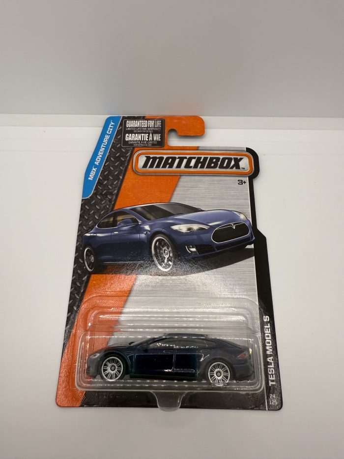 Matchbox Tesla Model S Long Card 2015 Blue 24/125 - Image 3
