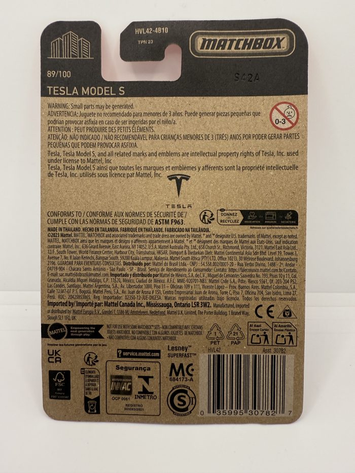 Matchbox Tesla Model S Long Card 2023 Red 89/100 - Image 2