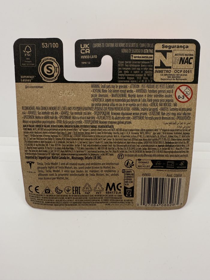 Matchbox Tesla Model 3 Short Card 2023 White 53/100 - Image 2