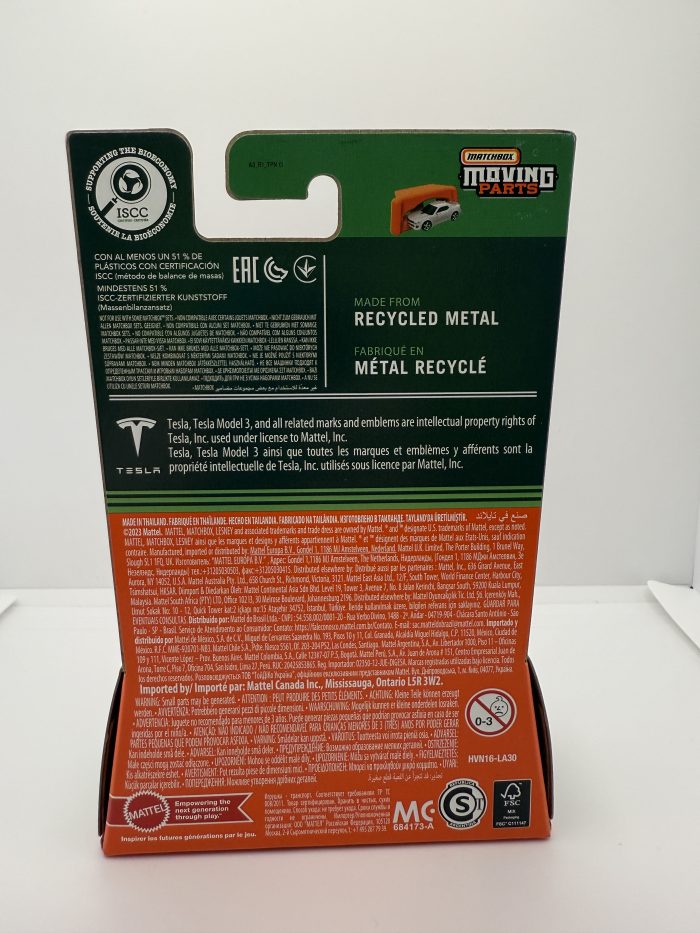 Matchbox Tesla Model 3 Short Card 2023 Blue Moving Parts - Image 2