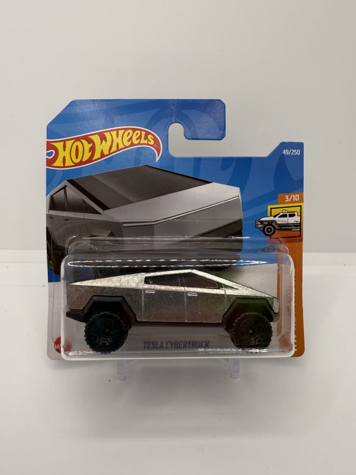 Hot Wheels Tesla Cybertruck Short Card 2022 Silver 49/250