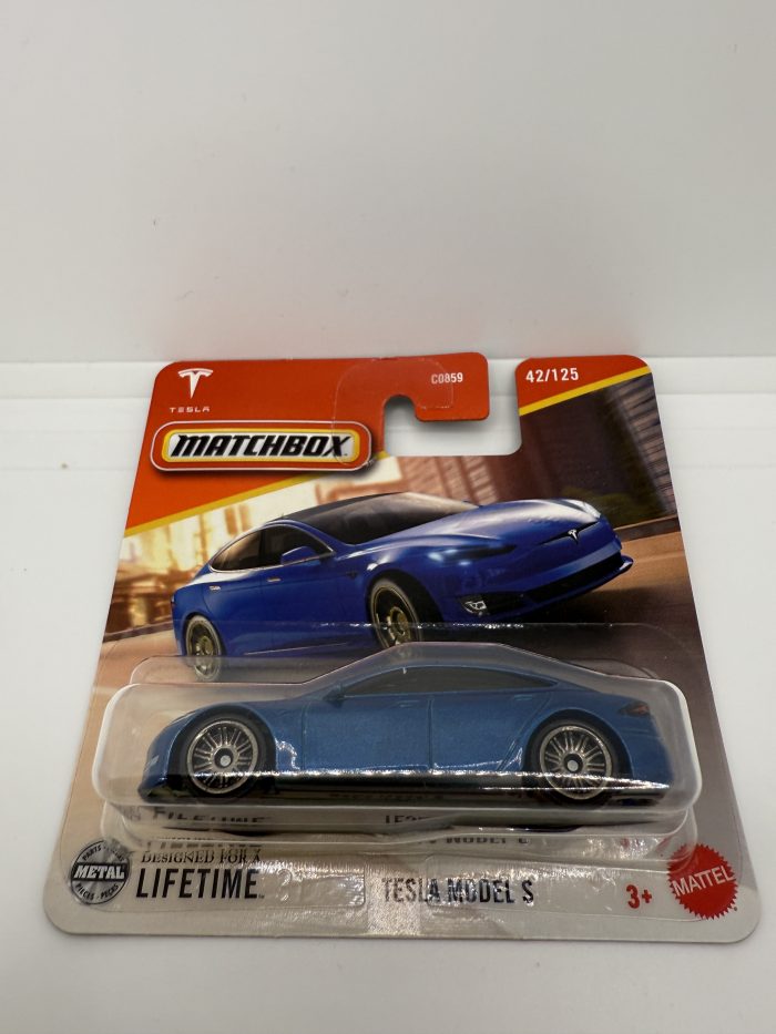 Matchbox Tesla Model S Short Card 2024 Blue 42/125 - Image 3
