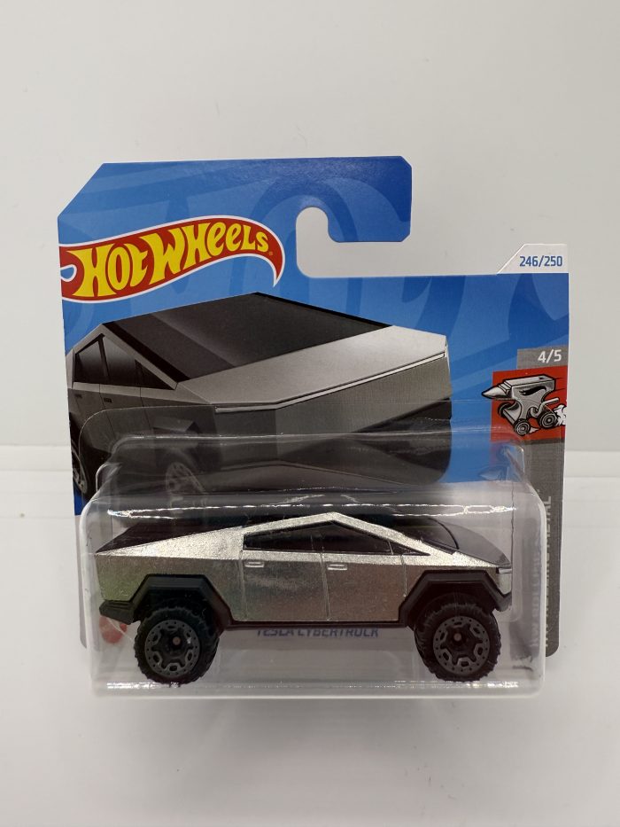 Hot Wheels Tesla Cybertruck Short Card 2024 Silver 246/250