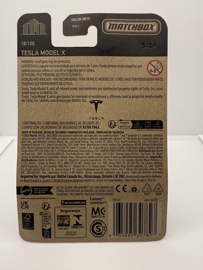 Matchbox Tesla Model X Long Card 2023 Red 18/100 - Image 2