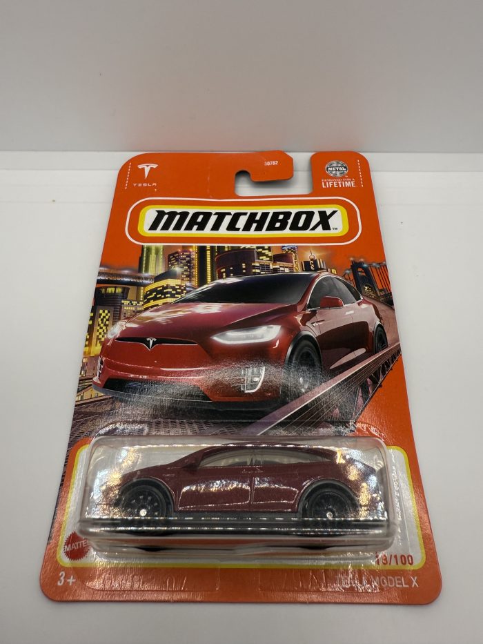 Matchbox Tesla Model X Long Card 2023 Red 18/100 - Image 3