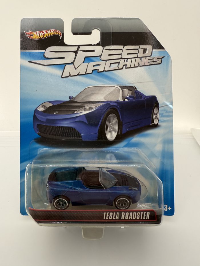 Hot Wheels Tesla Roadster Long Card 2010 Blue Speed Machines (Wheel Version 1.)
