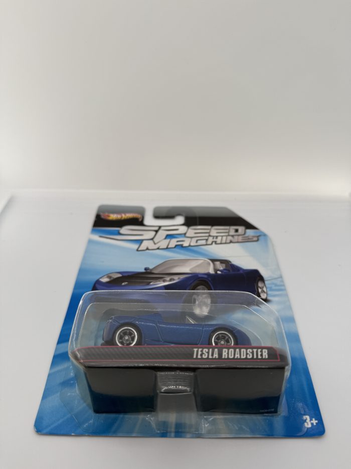 Hot Wheels Tesla Roadster Long Card 2010 Blue Speed Machines (Wheel Version 1.) - Image 3