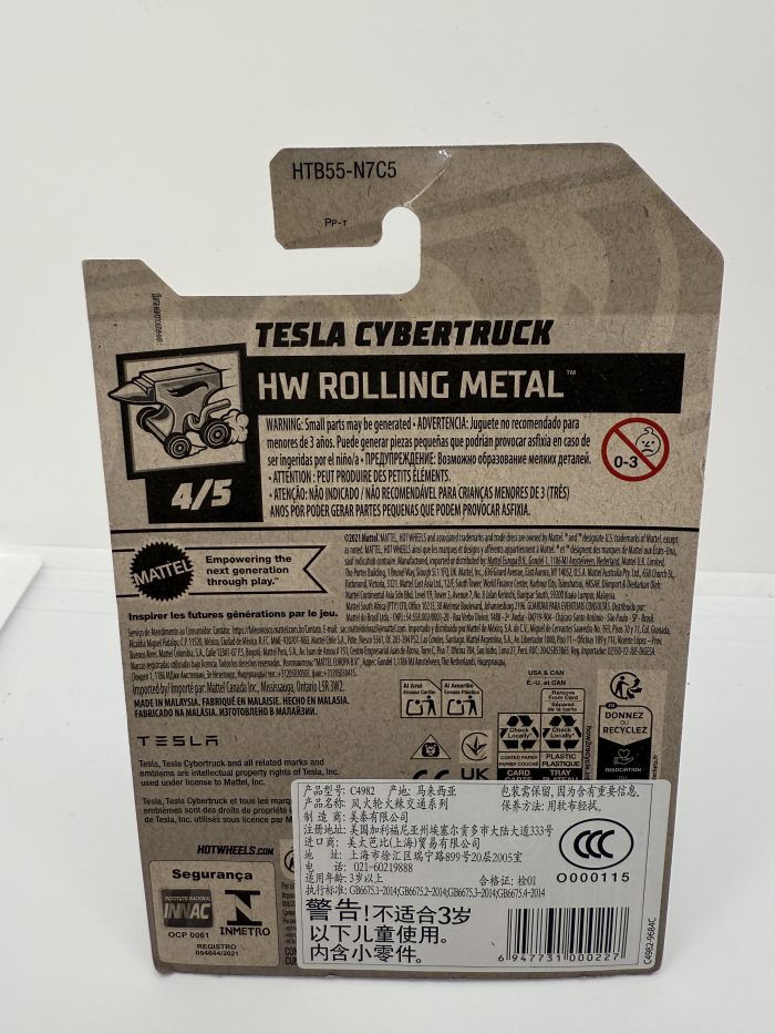 Hot Wheels Tesla Cybertruck Long Card 2024 Silver 246/250 - Image 2