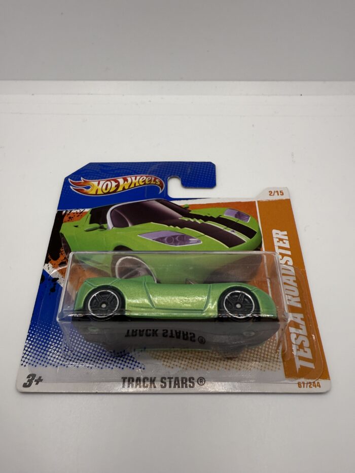 Hot Wheels Tesla Roadster Short Card 2010 Green 67/244 - Image 3