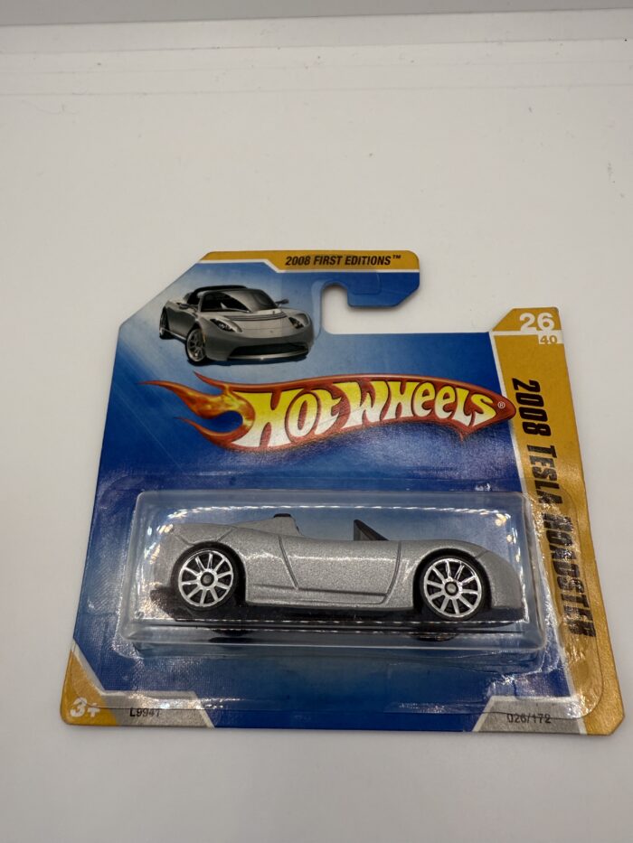 Hot Wheels Tesla Roadster Short Card 2008 Silver 26/40 - Image 3